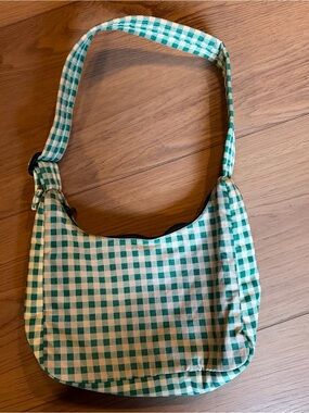 BAGGU Green Gingham Shoulder Bag